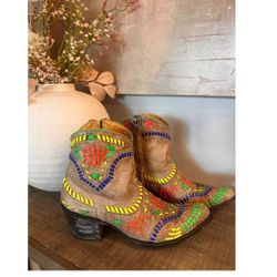 Old Gringo Leather Aztec Western Boots Size 9