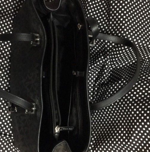 Michael Kors Large Black Logo Tote With Silver Accents