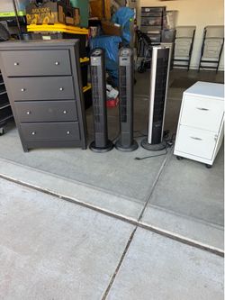 Dresser/File cabinet/(3) Tower Fans  $45