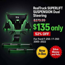 New SUPERLIFT SUSPENSION Dual Steering Stabilizer Kit for Ford F-250/F-350, Shadow Series