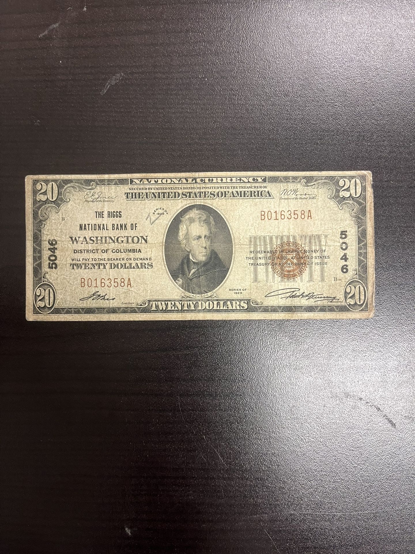 1929 $20 Washington District Of Colombia