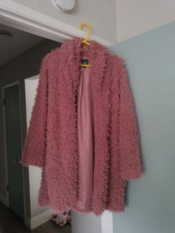 Womens Pink Fluffy Jacket Medium 