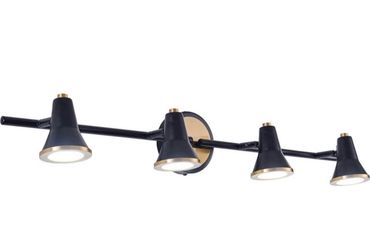Modern Bathroom Vanity Lights Fixtures Over Mirror Black and Gold 28.5inch