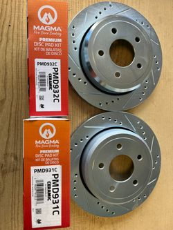 Mercury Marauder 03-04 F&R Drill Slot Rotors Ceramic Brake Pads