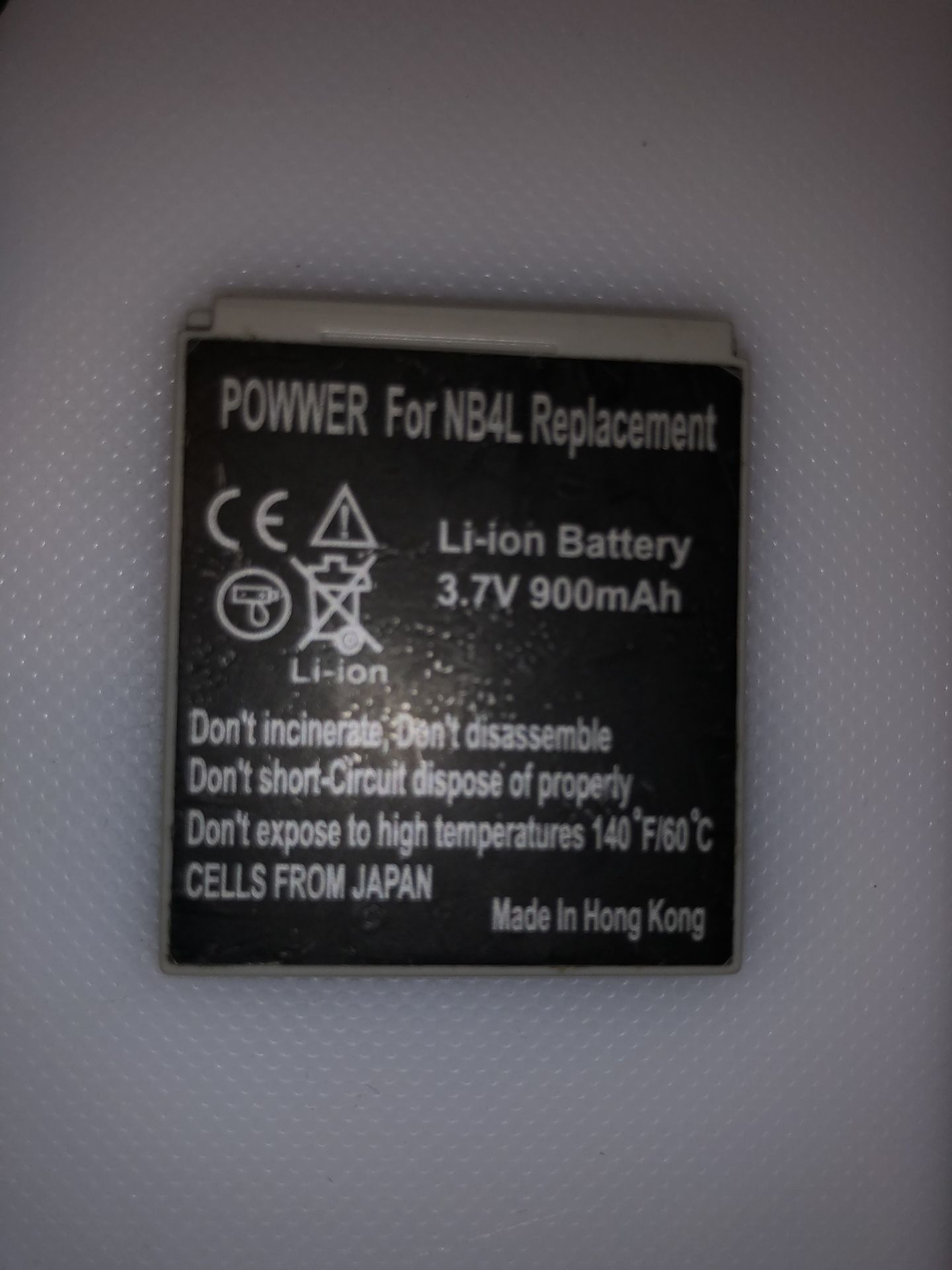 Lithium type batteries for canon nb4L replacement 3.7 v 900mh