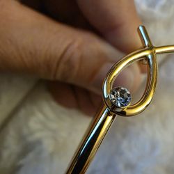 Bezel Set Diamond Bypass Bangle Fish