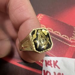 14K Solid Gold Masonic Ring For Wedding 10.1Gr Size 10.5