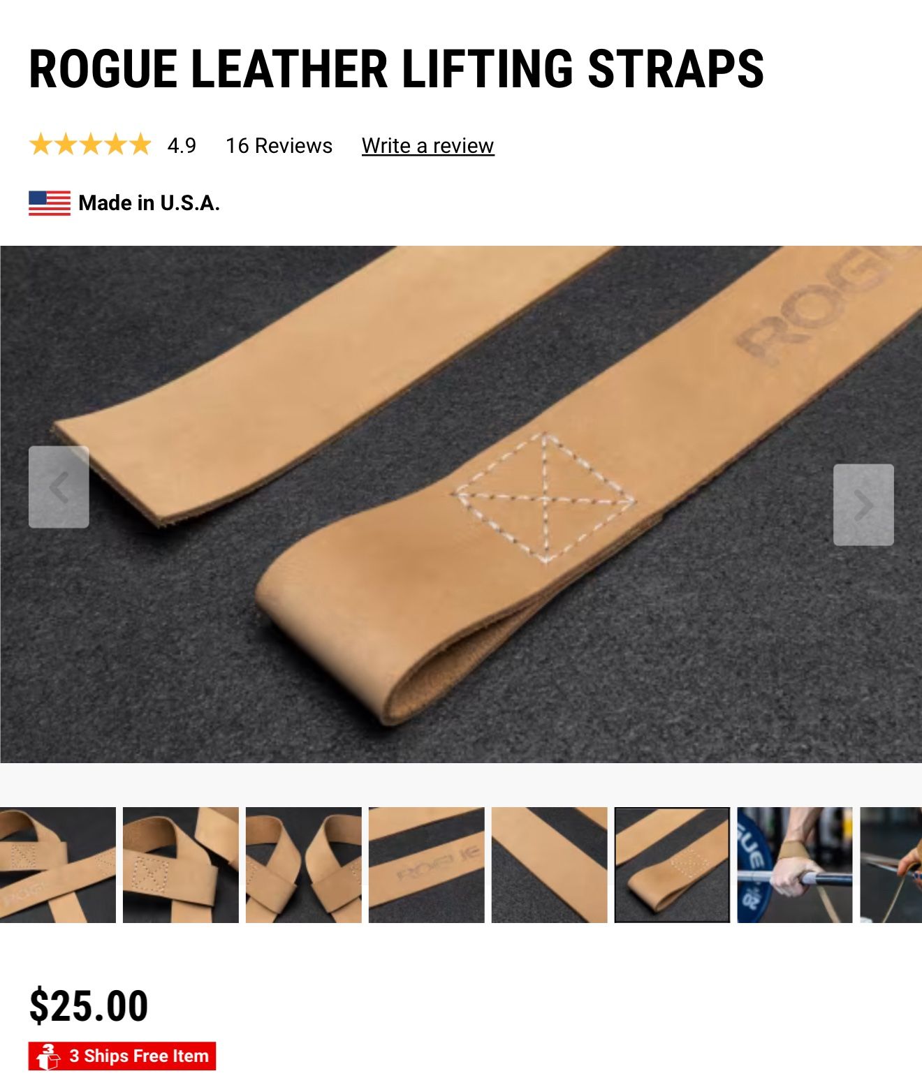 Rogue Leather Lifting Straps