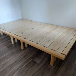 Solid Wood Convertible Bed Frame (Twin to Queen) - Modular, Foldable, Disassembles Flat