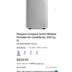 Brand New - Portable Air Conditioner - Whisper Cool Delonghi 3 in 1,  12,000  BTU