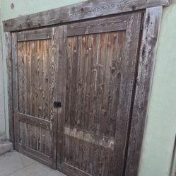 Cedar Wood Barn Carriage Style Garage Doors with Frame, Trim, Hinges, and Hardware