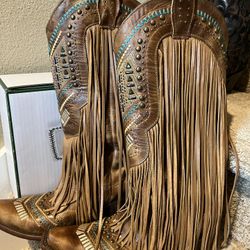 Corral Aztec Fringe Boots Size 7