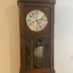 1920’s Gustav Becker Wall Clock 3 Piece Beveled Glass