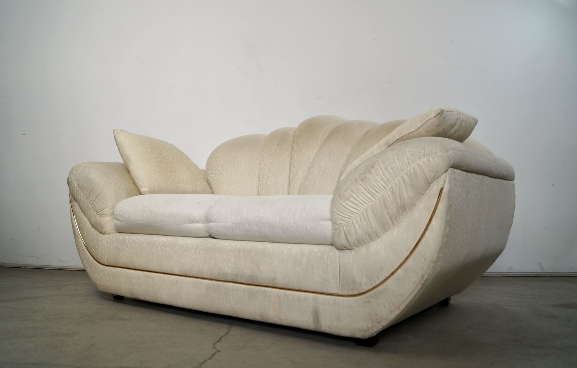 1980’s Art Deco Hollywood Regency Gondola Sofa Loveseat