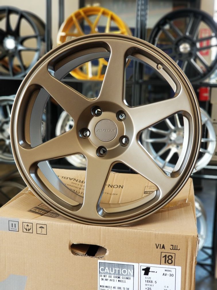 4 BRAND NEW AVID1 AV38 WHEELS. 18×8.5. 5×114.3. +35 OFFSET. MATTE BRONZE FINISH. FINANCING AVAILABLE. NO CREDIT CHECK.