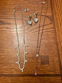 LOT Rhinestone Necklace Earrings ALL FOR