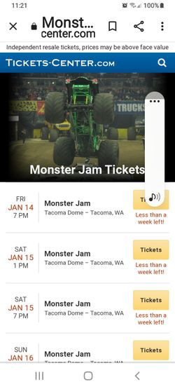 MONSTER JAM SOLD OUT  TICKETS