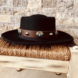 NEW Leather Concho Hat and 