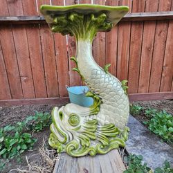 Terracotta Side Table Pedestal Table Dolphin Koi Fish Marwal Ind