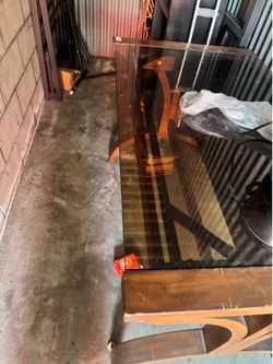 Wood glass table