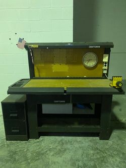 Tool desk work bench craftsman table with drawers