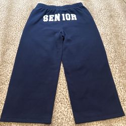 Edikted Navy Senior Girl Wide Straight Leg Sweatpants with Graphic and Pockets💙