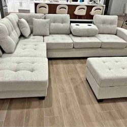 Sectional Sofa And Storage Ottoman New