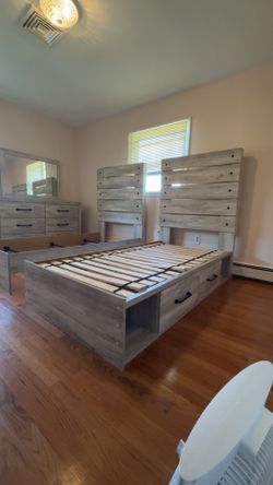 Twin Bed Frames w Storage + Dresser & Mirror