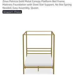 Gold Canopy Queen Bed Frame