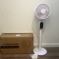 Air Circulator Fan With Remote 12 Speeds, Energy-Efficient, 3D Oscillation, Mizukata Hikari White