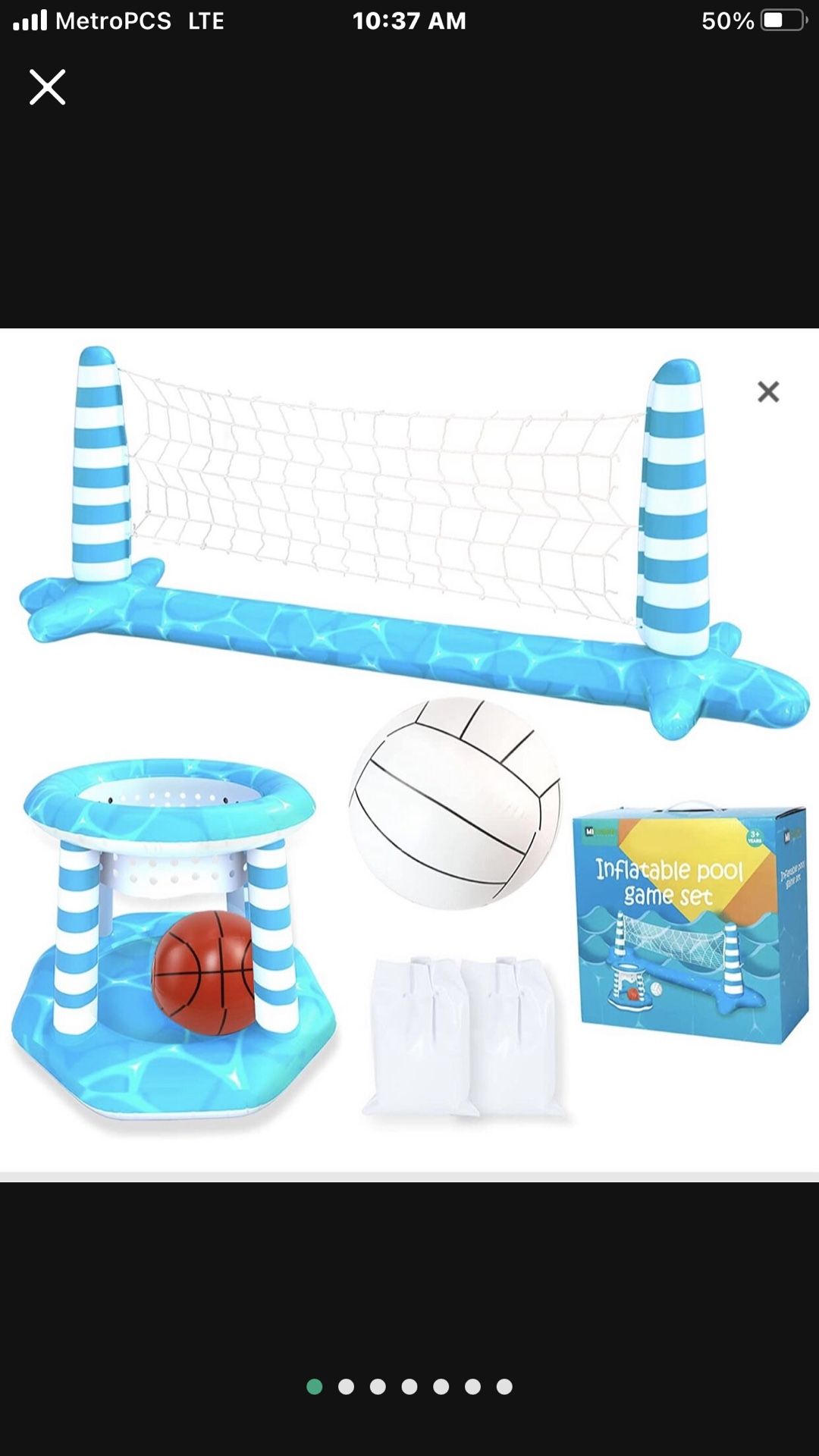 Inflatable Pool Volleyball Net Basketball Hoop Swimming Pool Toys Set for Adults Kids, Include 2 Balls, Large 115" Volleyball Net for Pool, Summer Out