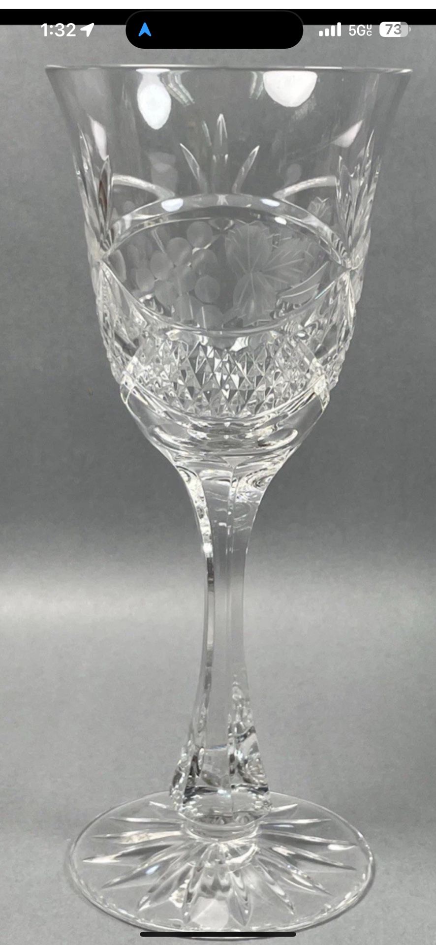 ABP Libbey Harvard Pattern Goblet/Wine Stems American Brilliant x 8 About 9"