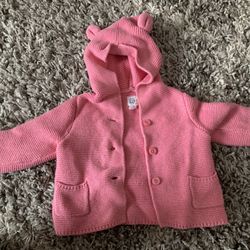 2 Baby gap light and dark pink knit sweaters jacket girl 6-12 months 
