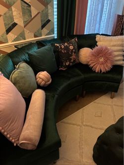 Green Velvet Curved Sofa