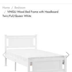 Wood Bed Frame with Headboard Full Size 