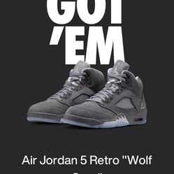 Jordan 5 Wolf Grey Sz 10.5