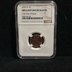 2025 D 1 Cent Brilliant Uncirculated Last Year Of Issue