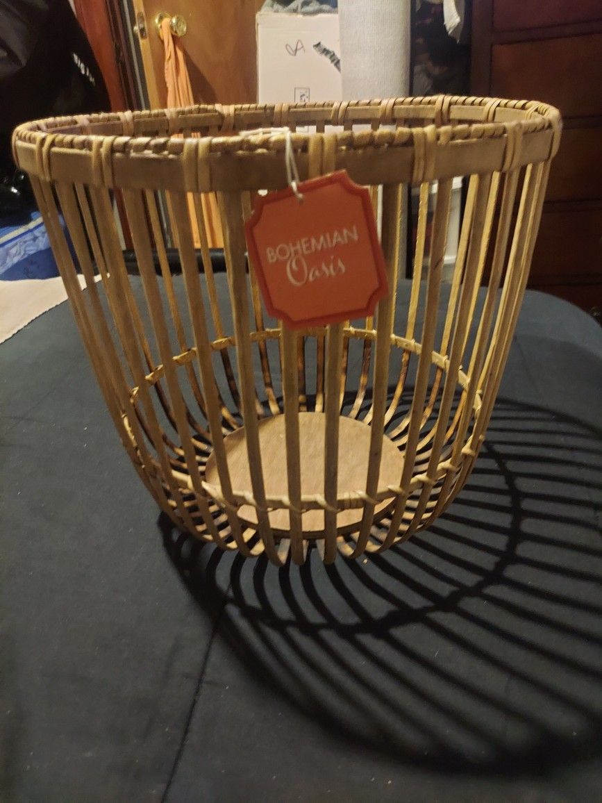 New Wood Handwoven Planter Lg