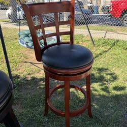 29 inch Swivel Counter Stool, Solid Wood, Faux Leather Light Cherry