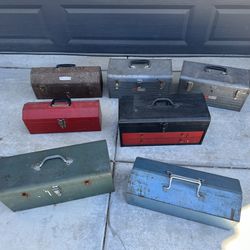 Lot Of 7 Metal Tool Boxes Craftsman And Others 