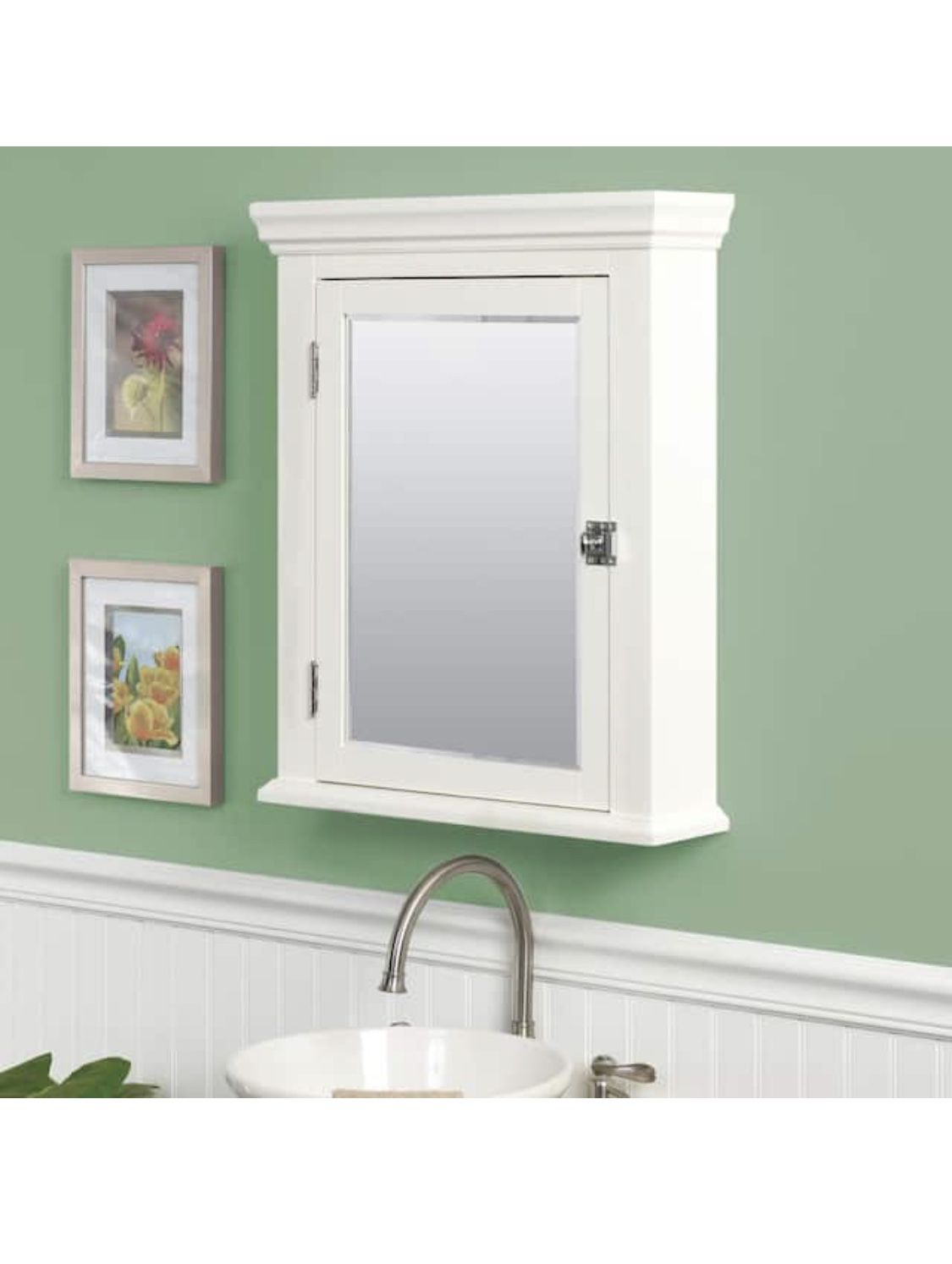 Early American 22-1/4 in. W x 27 in. H x 5-7/8 in. D Framed Surface-Mount Bathroom Medicine Cabinet in White Early American 22-1/4 in. W x 27 in. H x 5-7/8 in. D Framed Surface-Mount Bathroom Medicine Cabinet in White