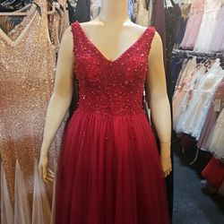 V Neck Beaded Tulle Dress