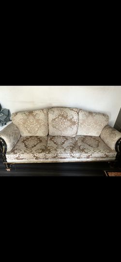 Vintage living room set with sofa, 2 chairs and marble top tables