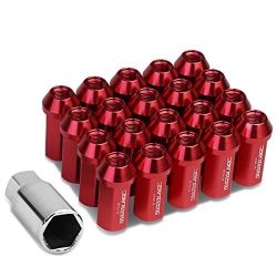 20Pcs M12 x 1.25 Close End Wheel Lug Nuts w/ Deep Drive Extension Adapter 25mm OD/50mm H Red tornillos 