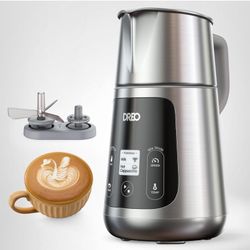  DREO Milk Frother [Upgraded], All-in-1 Electric Foam Maker for Coffee, 15oz/450ml Automatic Foam Frother for Latte Art-level Microfoam, 30+ Drinks, E