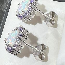 BEAUTIFUL STERLING SILVER WITH OPAL EARRINGS FOR SALE 
