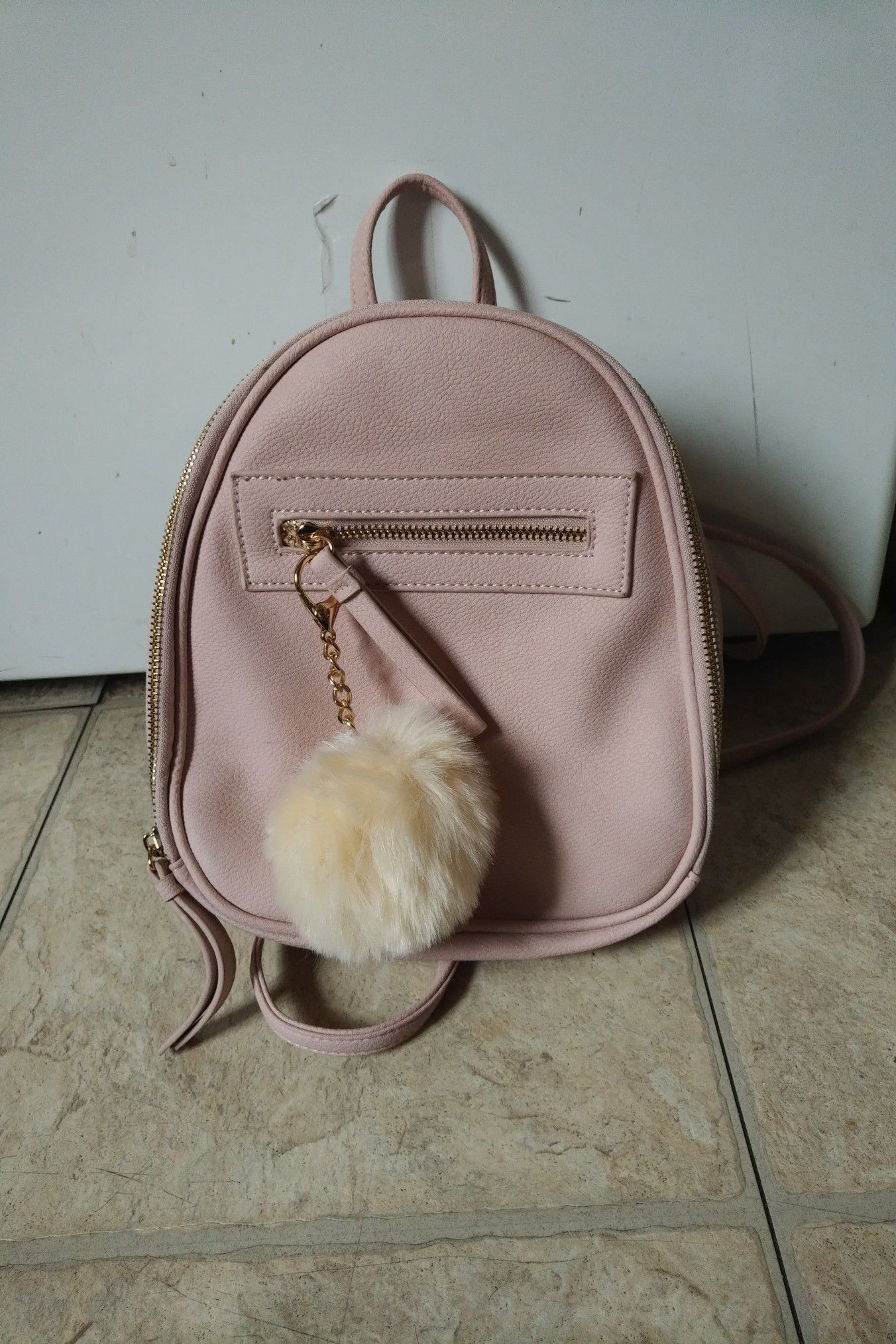 Small Pink Leather Backpack