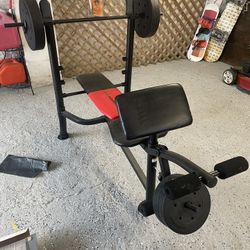 Weight Bench With Bar And 4 Weights 