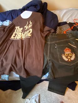 (8732) brown and light brown shirt also black,brown and light brown pants