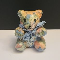 VINTAGE Baker Designs Cottage Core Floral Porcelain Teddy Bear